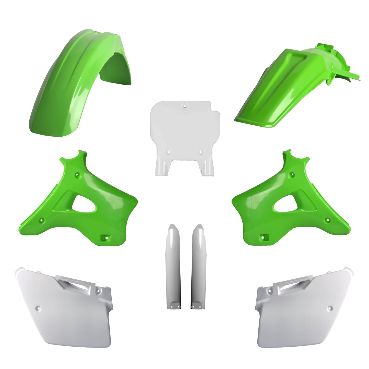 Polisport Kawasaki Plastic Kit with Fork Guards KX 125 KX 250 1994 - 1995, OEM Green