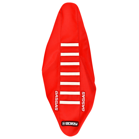 Enjoy Manufacturing Gas Gas seat cover MC MCF EC ECF 2021 – 2023 Ribbed Logo, Red / White