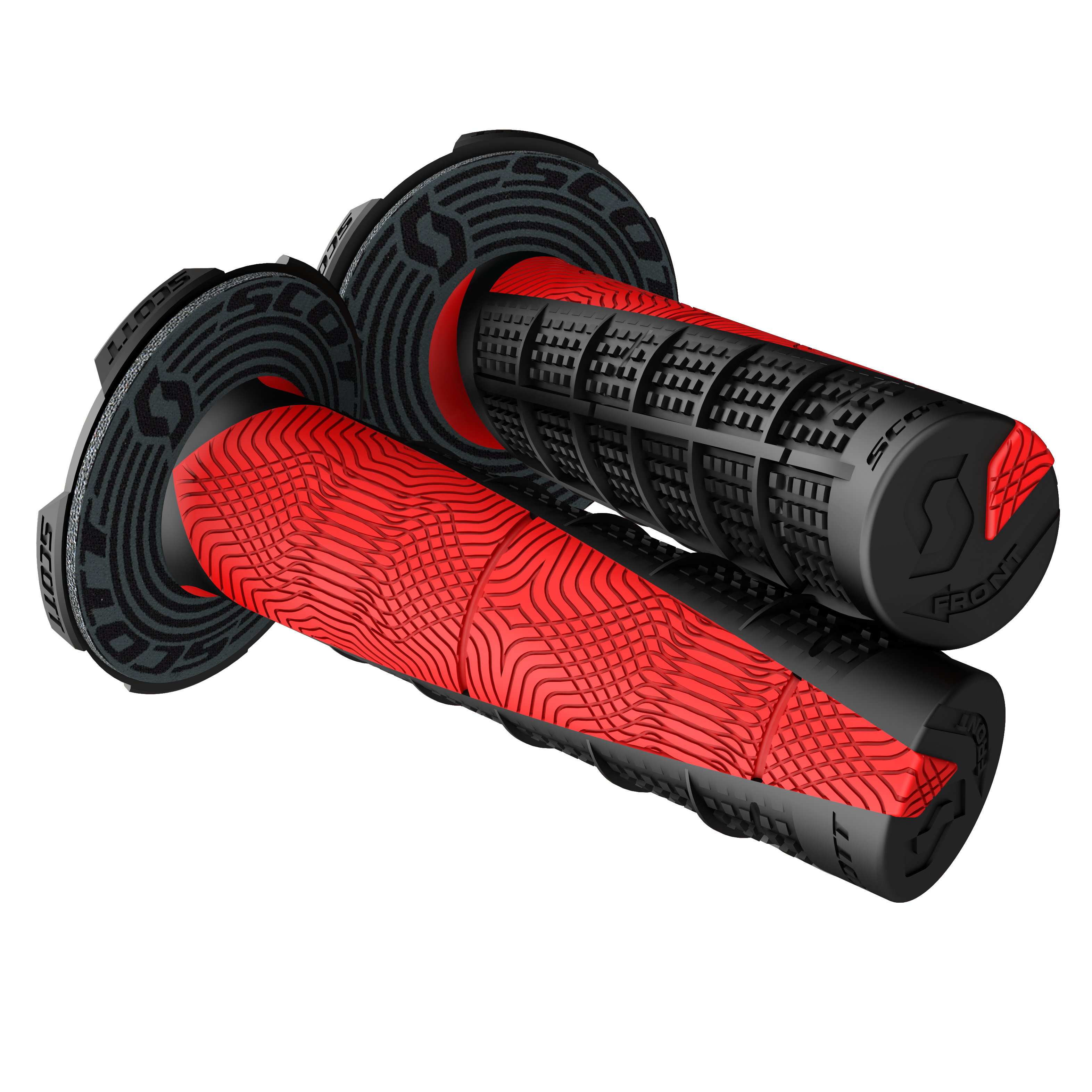 Scott Grips Duece + Donuts Motocross Enduro, Black / Neon Red