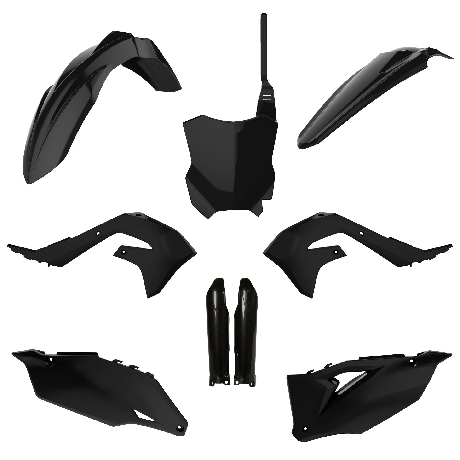 Polisport Kawasaki Plastic Kit with Fork Guards KX 250 2021 - 2024 KX 450 2019 - 2023, All Black