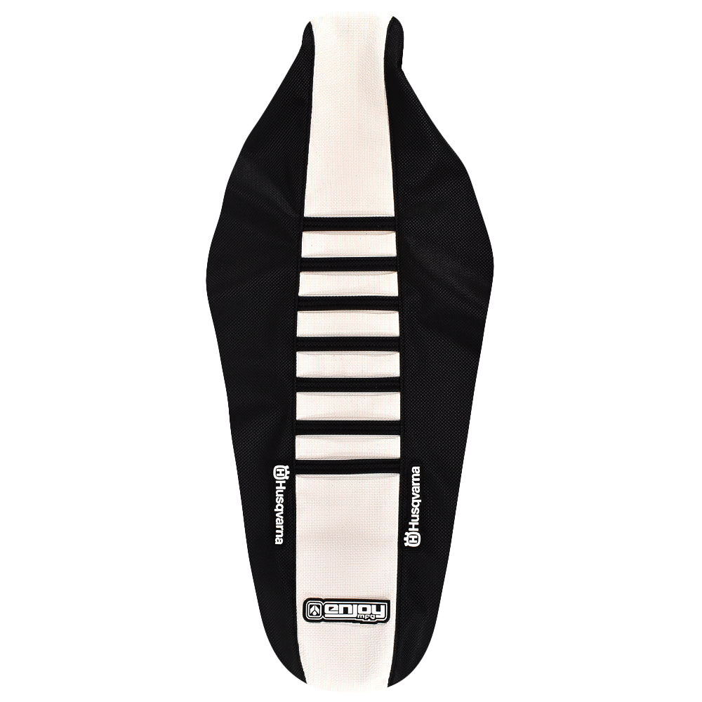 Enjoy Manufacturing Husqvarna Seat Cover TC 50 2024 - 2025 Ribbed Logo, Black / White / Black