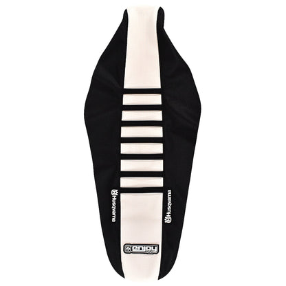 Enjoy Manufacturing Husqvarna Seat Cover TC 50 2024 - 2025 Ribbed Logo, Black / White / Black