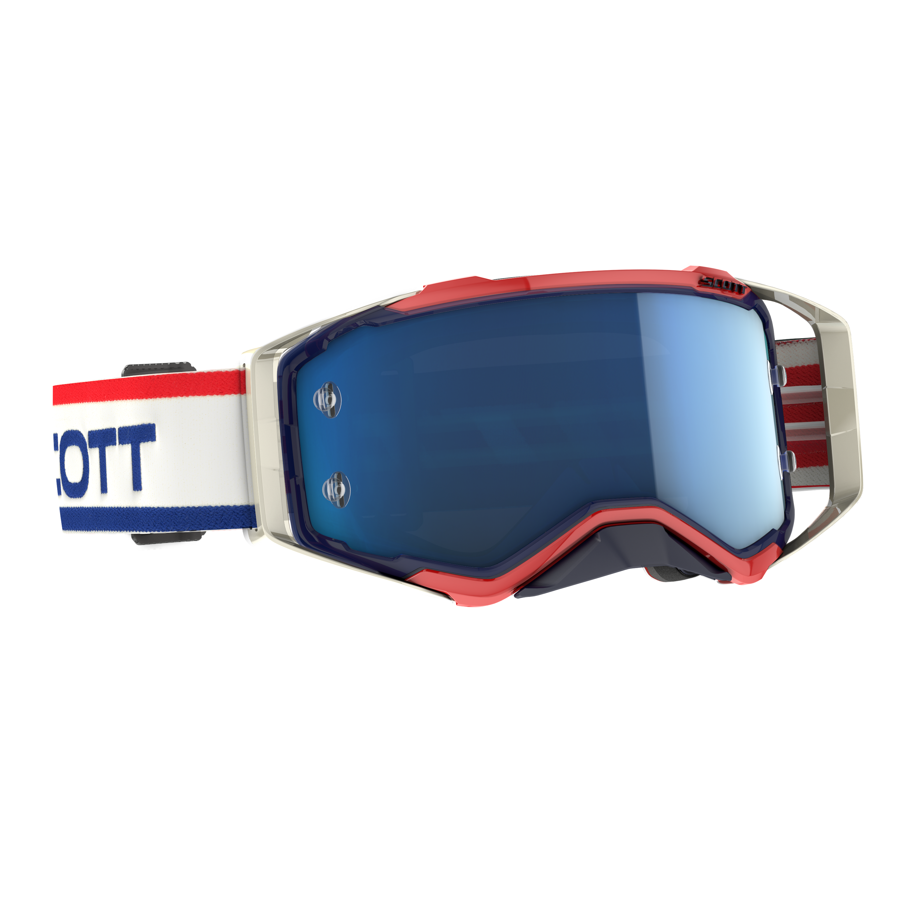 Scott Prospect Goggle, Retro White / Blue – Electric Blue Chrome Works Lens