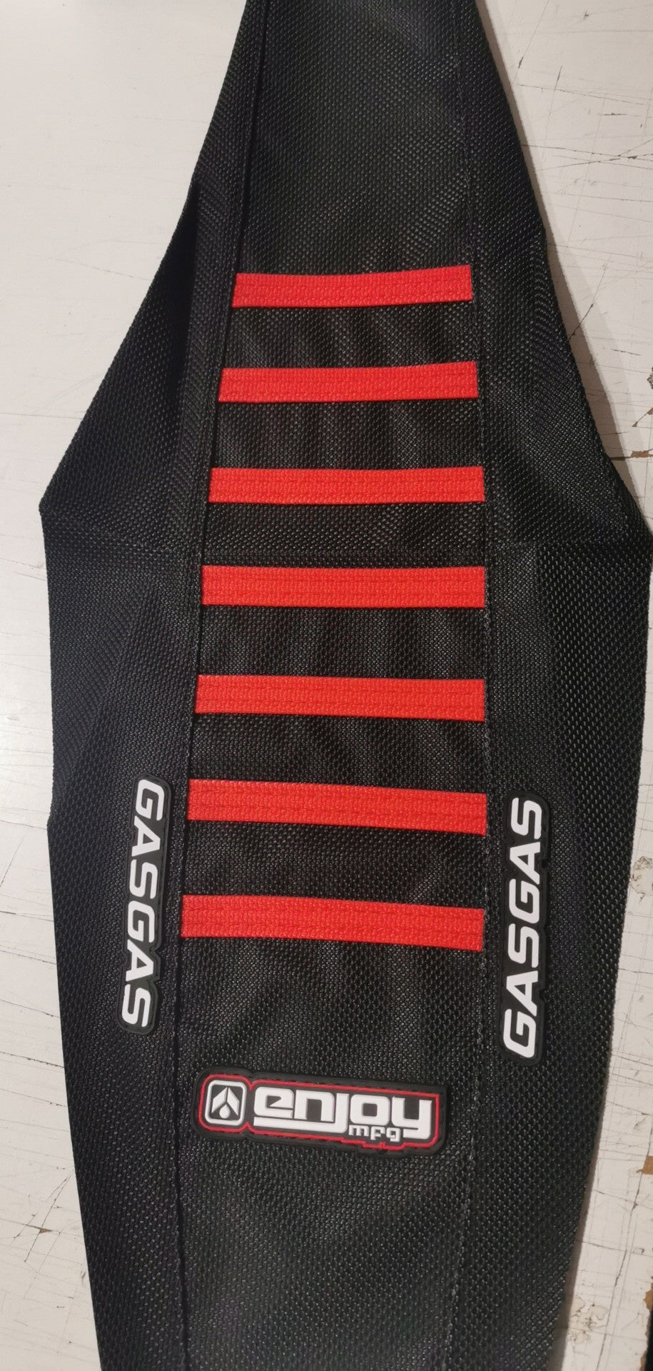 Enjoy Manufacturing Gas Gas seat cover MC 65 2024 - 2025 Ribbed Logo, Black / Red