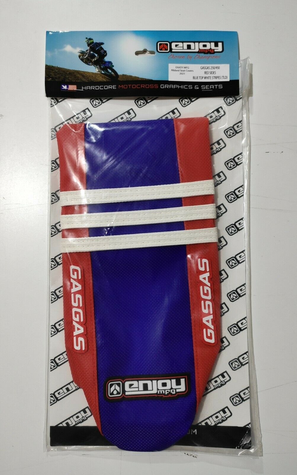 Enjoy Manufacturing Gas Gas seat cover MC 85 2025 Ribbed Logo, Red / Blue TLD