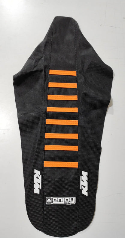 Enjoy Manufacturing KTM Seat Cover SX 85 2025 Ribbed Logo, Black / Orange