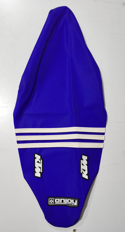 Enjoy Manufacturing KTM Seat Cover SX 65 2024 - 2025 Ribbed Logo, TLD Blue / White