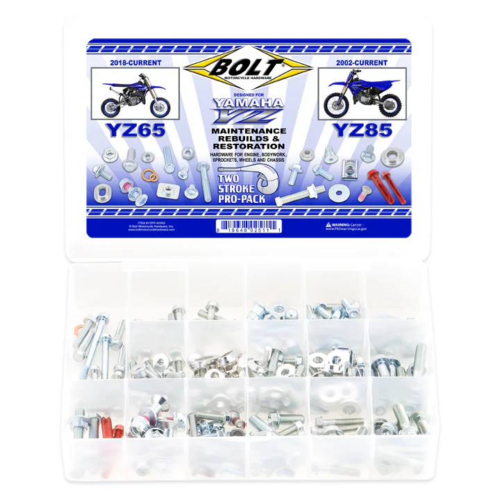 Bolt Motorcycle Hardware YAMAHA 2 STROKE Pro Pack Bolt Kit YZ 65 2018 - 2025 YZ 85 2002 - 25