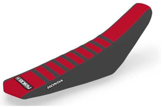 Enjoy Manufacturing Honda Seat Cover CR 125 1998 - 1999 CR 250 1997 - 99 Ribbed Logo, Black / Red / Black