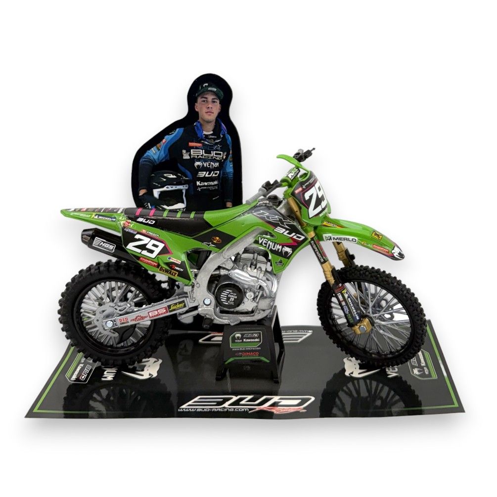 New Ray Toys 1:12 Francisco Garcia Bud Racing Kawasaki KXF Toy Model