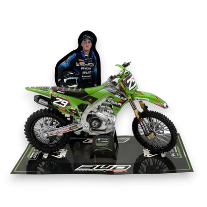 New Ray Toys 1:12 Francisco Garcia Bud Racing Kawasaki KXF Toy Model